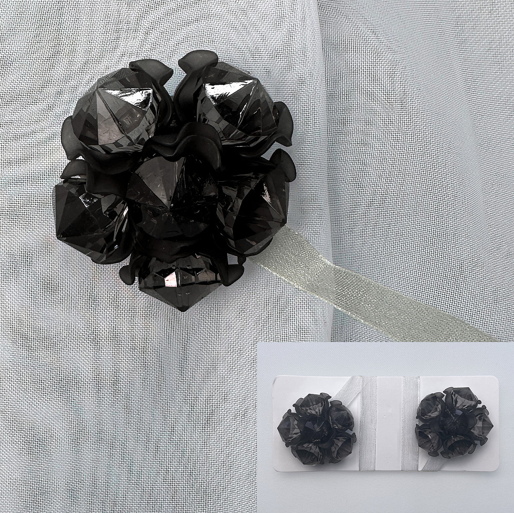 Магніти для штор і гардин Квітка набір 2 шт Чорний (81-310) Київ - фото 1