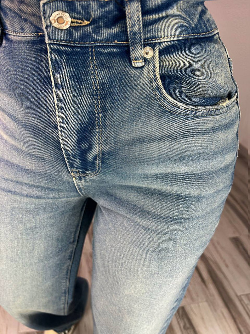 Джинси жіночі Zeo Basic 4741 palazzo jeans висока талія широкі палаццо стрейчеві вінтажні блакитні, блакитний, 36, 36, 74 см, 103 см Київ - фото 3