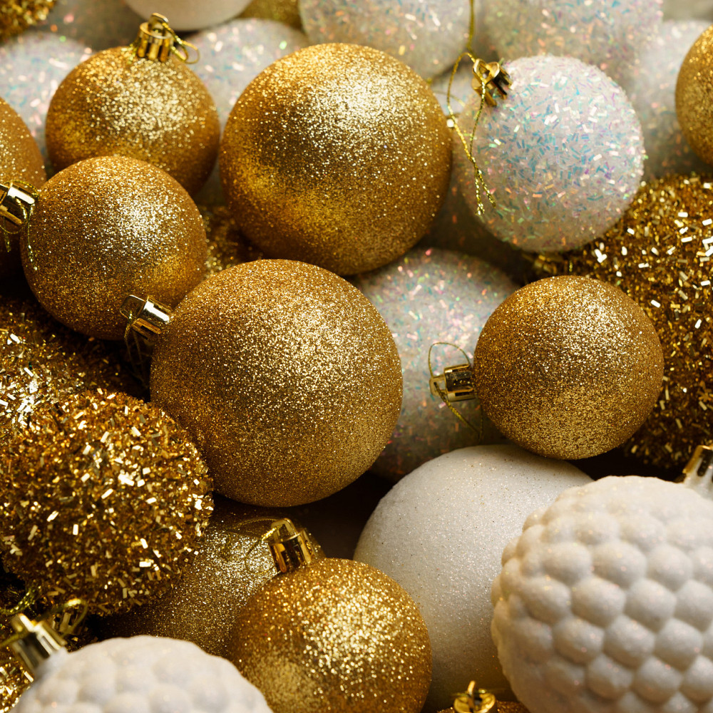 Набор новогодних игрушек на елку «Блеск» 40 шт Золотой елочные игрушки шарики украшения для елки Киев - изображение 3