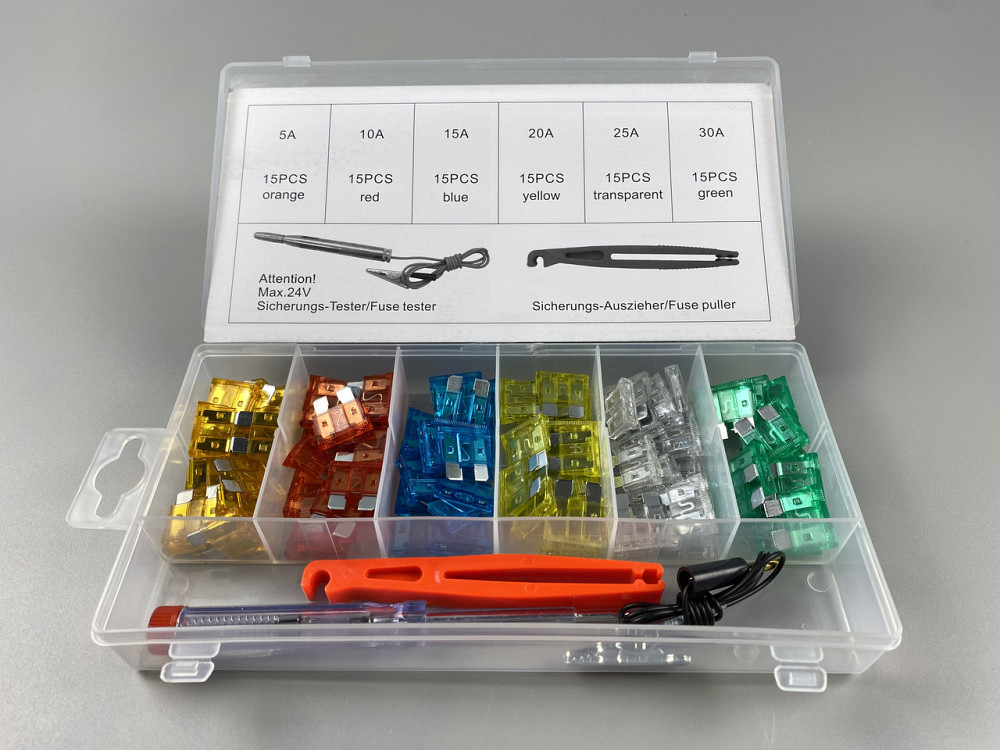 Набор предохранителей 93 шт  (5А, 10А, 15А, 20А, 25А, 30А) захват + тестер 6-24В пластиковый бокс Мукачево - изображение 3
