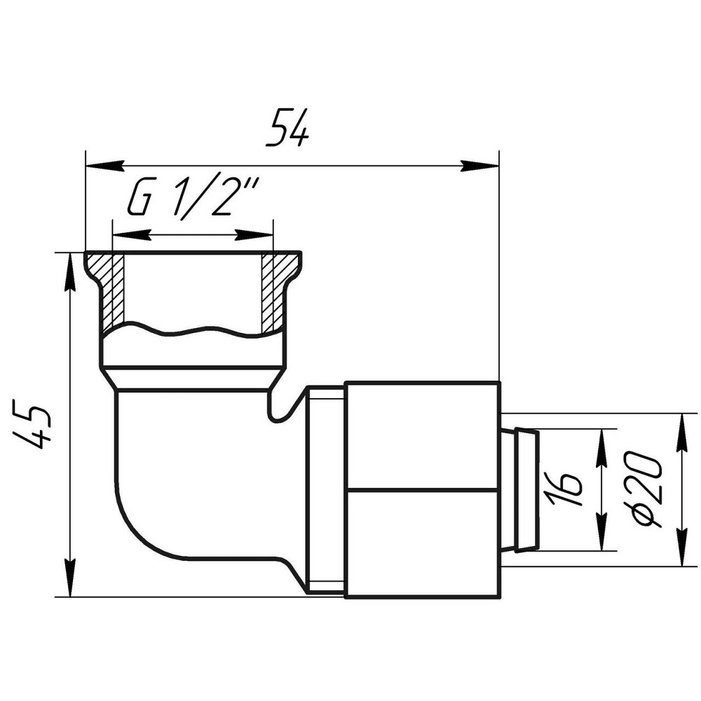 Уголок с внутренней резьбой APE ITALY 752 L 1/2″х20 (000000894) Киев - изображение 4