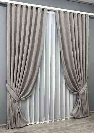 Комплект готових штор VR-Textil Шеніл преміум VELMIRA Rich № 1925ш Світло-сірий 150х290 см 2 шт (33-0991) Київ