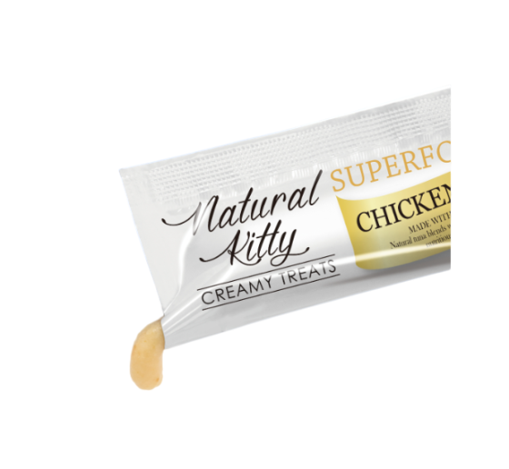 Крем-снек для котів Natural Kitty Creamy treats Chicken & Pumpkin зі смаком курки та гарбуза упаковка 24 х 12 г Вінниця