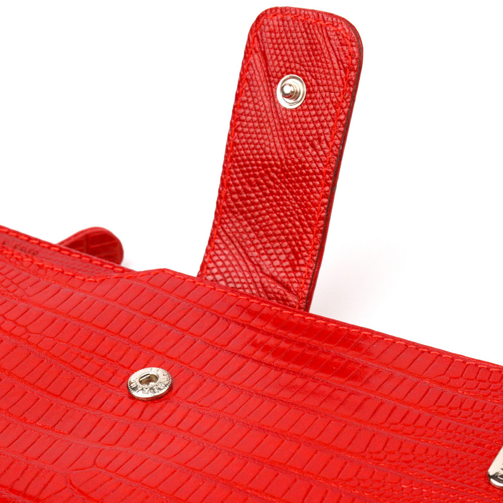 Красивый женский кошелек из натуральной фактурной кожи CANPELLINI 21646 Красный Киев - изображение 5