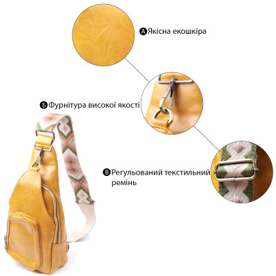 Сумка Vintage З екошкіри Жовта (22775) Вінниця - фото 8