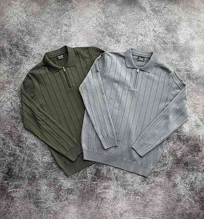 Футболка с длинным рукавом серого цвета мужская поло классическое кофта с воротником на молнии из вискозы стильный Velnes Одесса