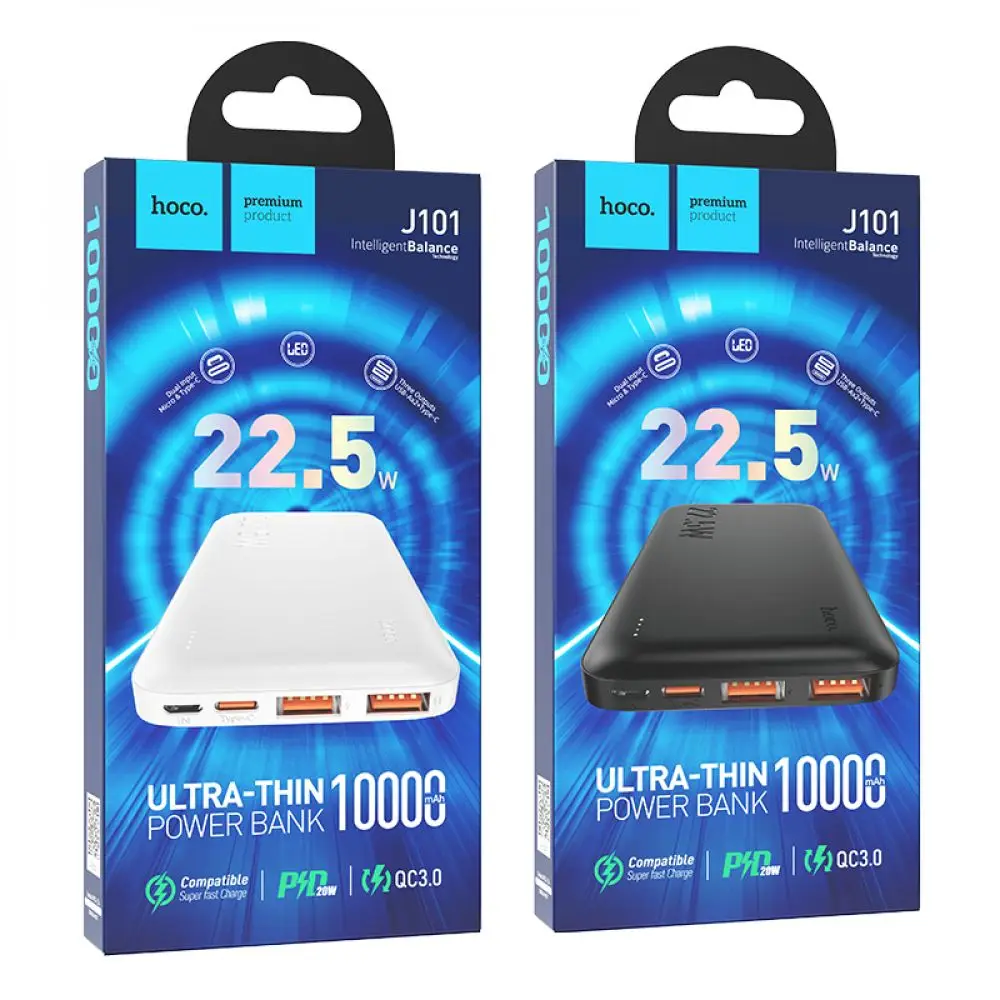 Зовнішній акумулятор HOCO J101 Astute 22.5W fully compatible power bank(10000mAh) Black Київ - фото 9