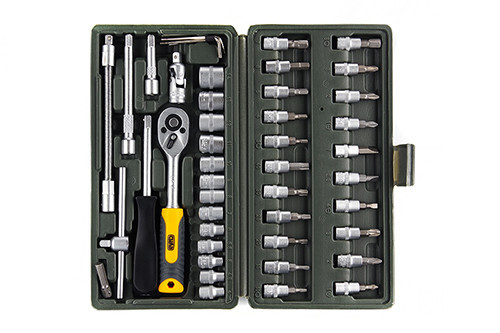 Набір торцевих насадок з тріскачкою CrV 1/4 (72 зубці) – 46 шт. Харків - фото 1