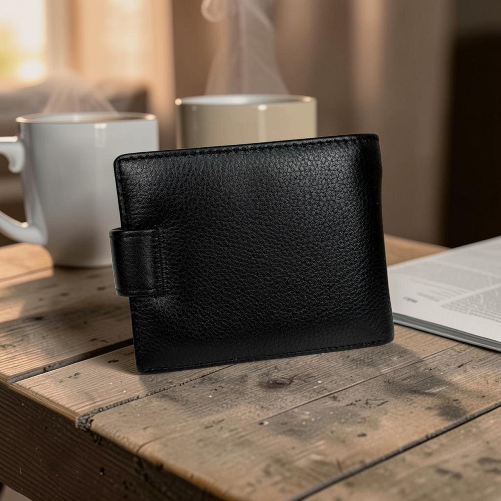 Чоловічий шкіряний гаманець портмоне стиль Армані чорний у коробці Armani ( 27388 ) Харьков - изображение 8