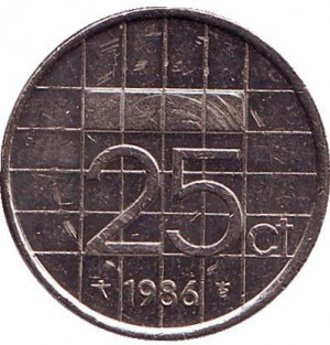 Монета 25 центов. 1986 год, Нидерланды. Полтава - изображение 1