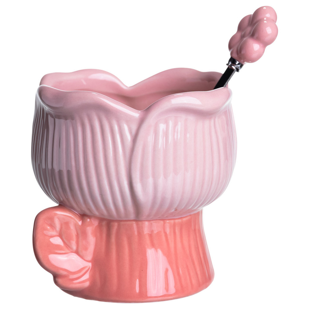 Креманка з ложкою у формі квітки, 300 мл, рожевий Київ - фото 2