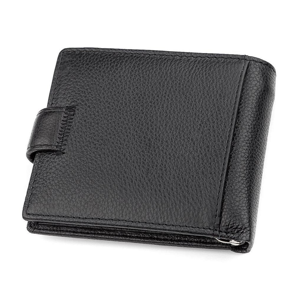 Чоловічий гаманець ST Leather 18309 (ST113-1) із Затискачачем для грошей Чорний Київ - фото 2