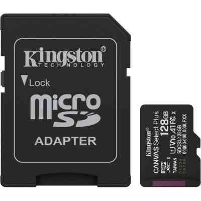 Карта памяти Kingston 128GB (з SD адаптером) Class 10 UHS-I U1 V10 A1 (SDCS3/128GB) Винница