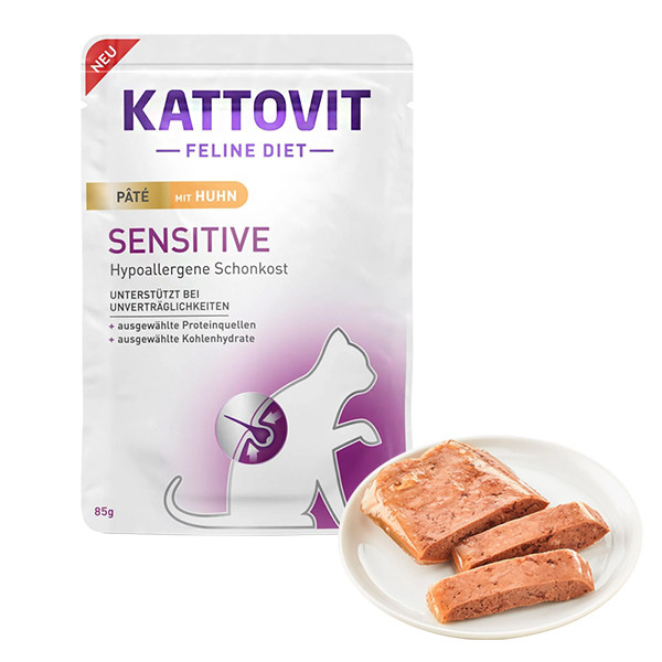 Kattovit Veterinary Sensitive Chicken Pate КАТТОВИТ СЕНСИТИВ КУРИЦА паштет полнорационный беззерновой влажный диетический корм для котов с пищевой неп Киев - изображение 1