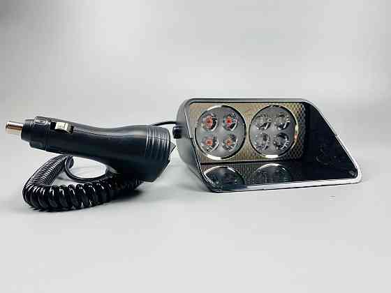 Маячок проблисковий автомобільний S8 стробоскоп мигалка 9-80V 8 led діодів синій+червоний спалах (під скло) Мукачево