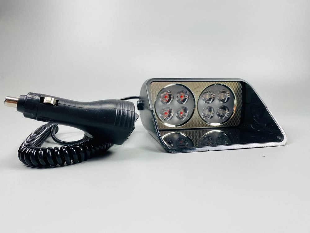 Маячок проблисковий автомобільний S8 стробоскоп мигалка 9-80V 8 led діодів синій+червоний спалах (під скло) Мукачево - фото 6