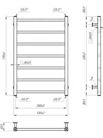 Полотенцесушитель водяной Mario INOX Токио 770х530/500 черный мат Киев