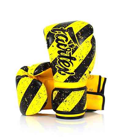 Боксерські рукавиці Fairtex BGV14Y Yellow/Black 14 унцій (бинти в комплекті) Каменское