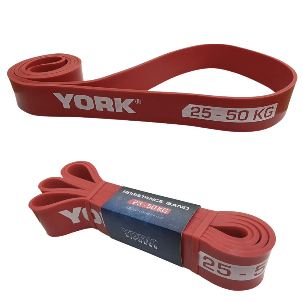 Резинка для фітнесу York 25-50кг - 2080x45x4,5 мм, червоний Київ - фото 6