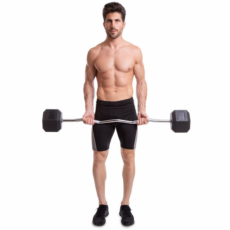 Штанга фіксована вигнута погумована Zelart 6231-45 довжина 95 см 45 кг Київ - фото 8