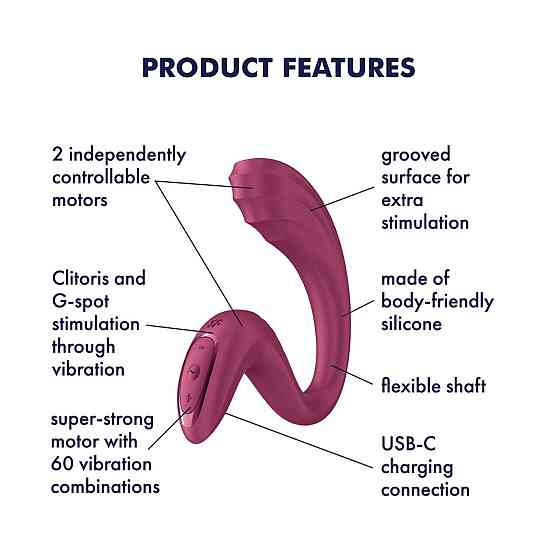 Вагинально-клиторальный вибратор Satisfyer G for Goddess 3 Wine Red, 2 мотора Sex Aura Киев