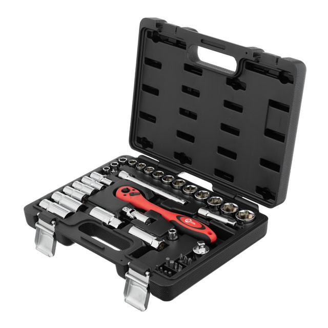 Набір інструментів, проф., 3/8", Cr-V, 39 од., головки: 8-22 мм, біти 11 од., кейс INTERTOOL ET-6039 Київ - фото 1