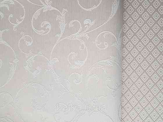 Шпалери текстильні еко 0.53х10.05 Rasch Textil Valentina класика завитки вензелі біло сірі на білому Київ