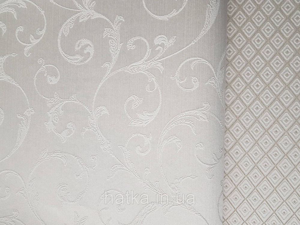 Шпалери текстильні еко 0.53х10.05 Rasch Textil Valentina класика завитки вензелі біло сірі на білому Київ - фото 2