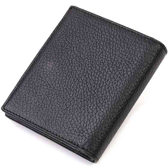 Класичний портмоне для чоловіків з натуральної зернистої шкіри Чорне (CANPELLINI) Київ