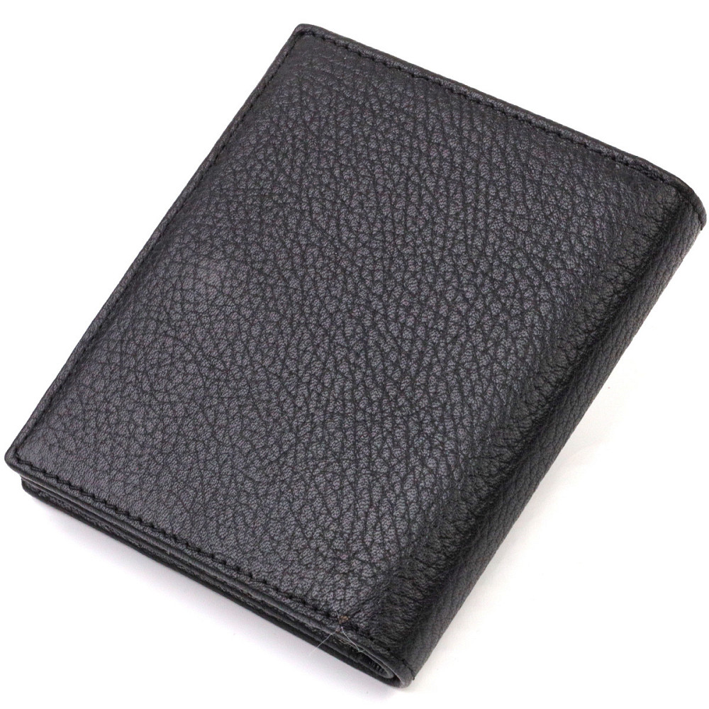 Классическое портмоне для мужчин из натуральной зернистой кожи Черное (CANPELLINI) Киев - изображение 6