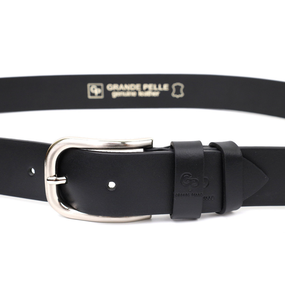 Шкіряний чоловічий ремінь під джинси Чорний (GRANDE PELLE) Київ - фото 9