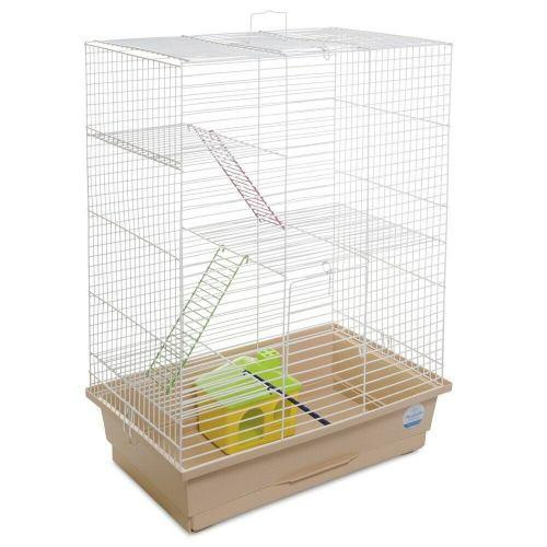 Клітка Природа «Нюра» для дрібних декоративних гризунів, з будиночком 44x27x59 см (біла/бежева) Вінниця - фото 1