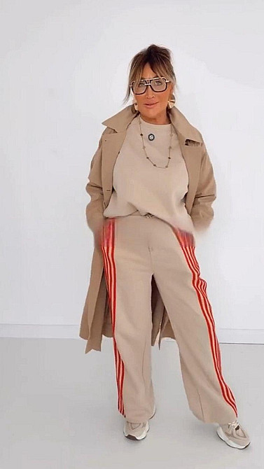 Женский теплый костюм двойка батал с лампасами пума плюш Бежевый, 52/54 Одесса - изображение 8