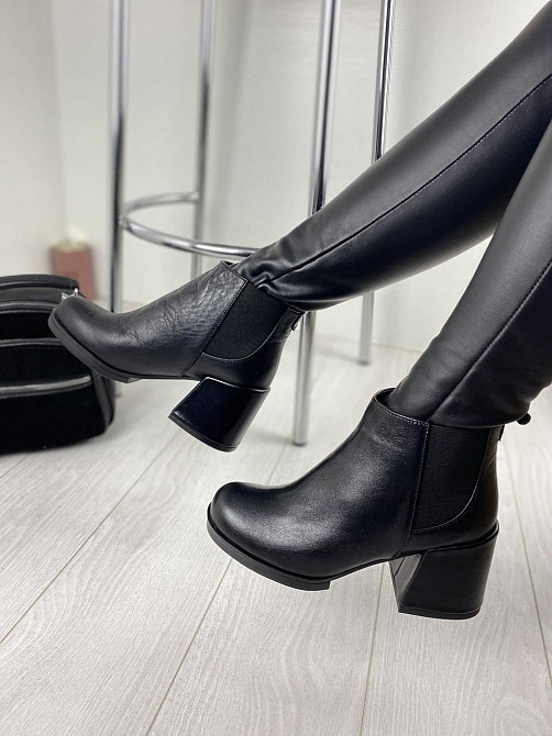 Черевики жіночі TWO STEPS чорні натуральна шкіра каблук 8см (2767) Коломия - фото 7