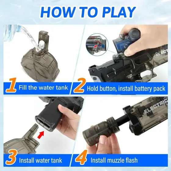 Водяной пистолет Электрическая/цветная подсветка, обойма 500мл, водный пистолет с подсветкой Коломыя