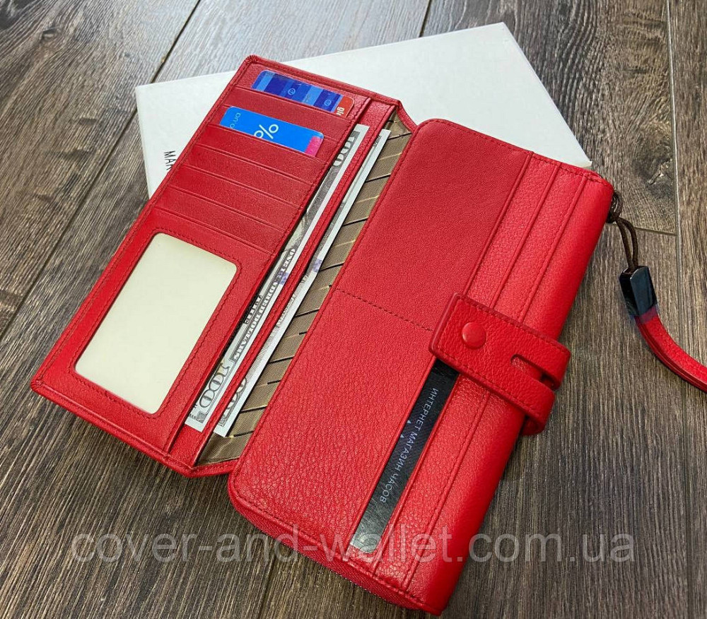 Стильный женский кошелек клатч из натуральной кожи красного цвета Marco Coverna 1393 Киев - изображение 3