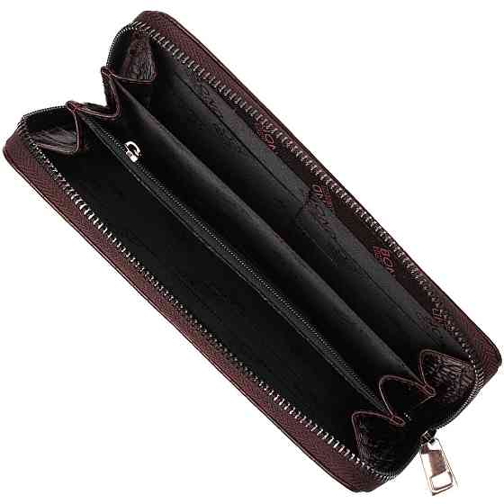 Практичный женский кошелек из натуральной кожи с тиснением под крокодила BOND 21982 Коричневый Киев