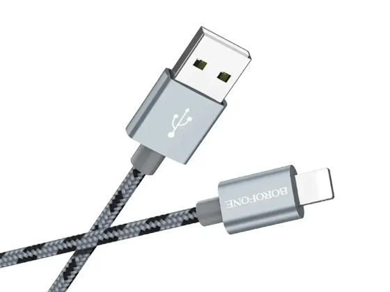 Кабель USB - Lightning Borofone BX24 1м 2А швидка зарядка для iPhone iPad нейлоновий шнур із чіпом захисту Одеса