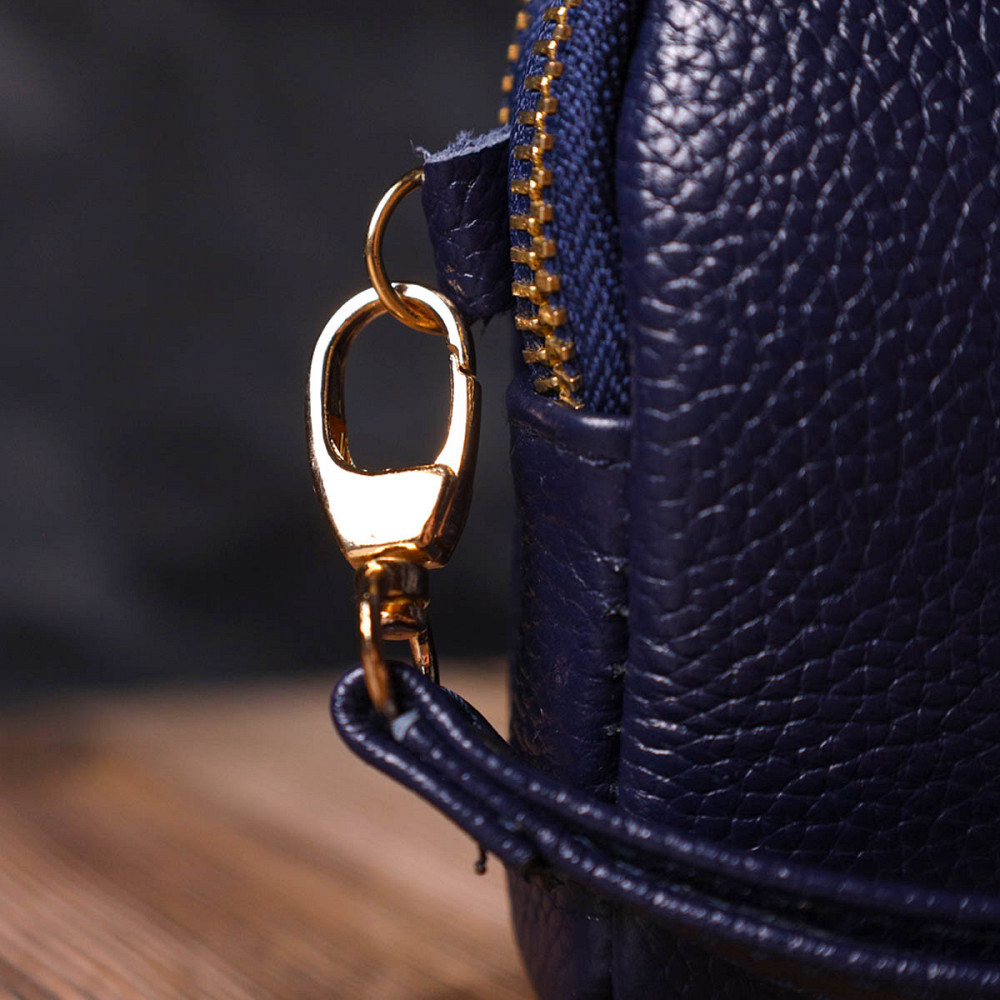 Компактний жіночий клатч на два відділення з натуральної шкіри 22089 Vintage Синій Київ - фото 10