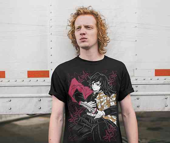 Футболка для мальчика аниме Истребитель демонов оверсайз (рост от 165 до 180 ) Черний AnimeJ1111m Днепр