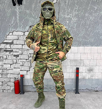 Тактический демисезонный комплект Softshell 4 в 1 (куртка, штаны, кофта, бейсболка) Мультикам S Винница - изображение 1