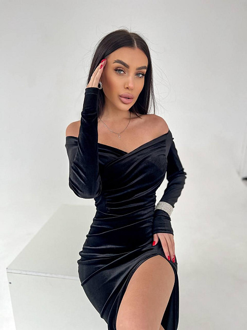 Жіноче елегантне святкове плаття максі з оксамиту Чорний, 44/46 Одеса - фото 7