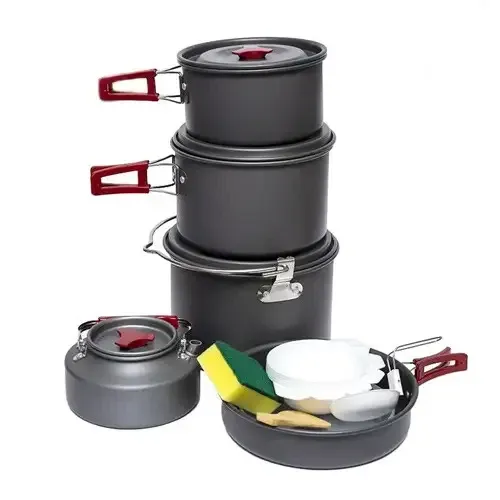 Туристический набор посуды складной AL-601 алюминиевый 14 предметов на 6 персон Киев