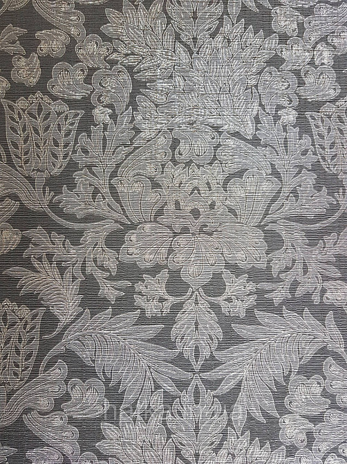 Шпалери флізелінові еко Casadeco Five o'clock 0.53х10 квіти листя сірі з сріблом на чорному під тканина гобелен Київ - фото 2
