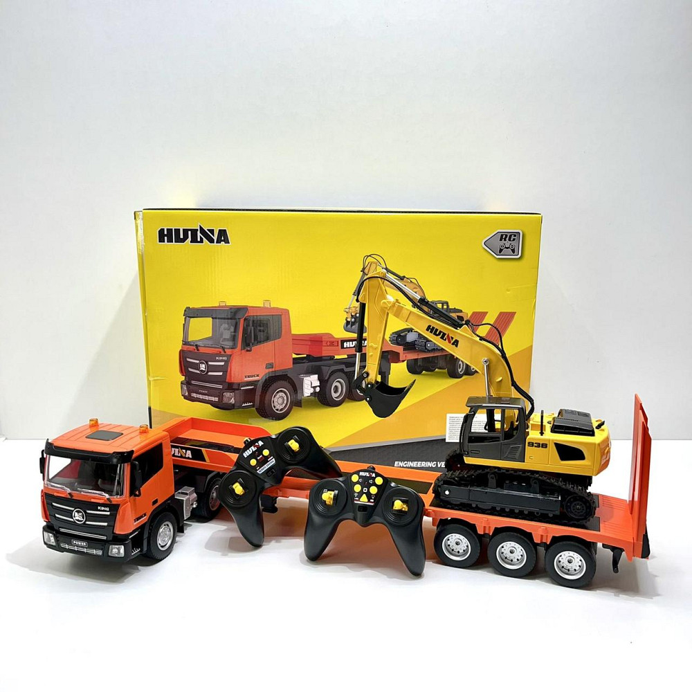 Набір машин будтехніка Huina Екскаватор та Вантажівка для перевезення техніки на радіокеруванні (1319) Чернігів - фото 1