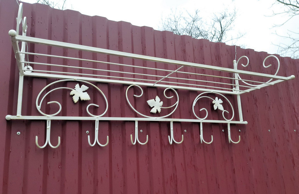 Вішалка кована настінна велика M-082 для одягу Б3913 Бежевий Київ - фото 1