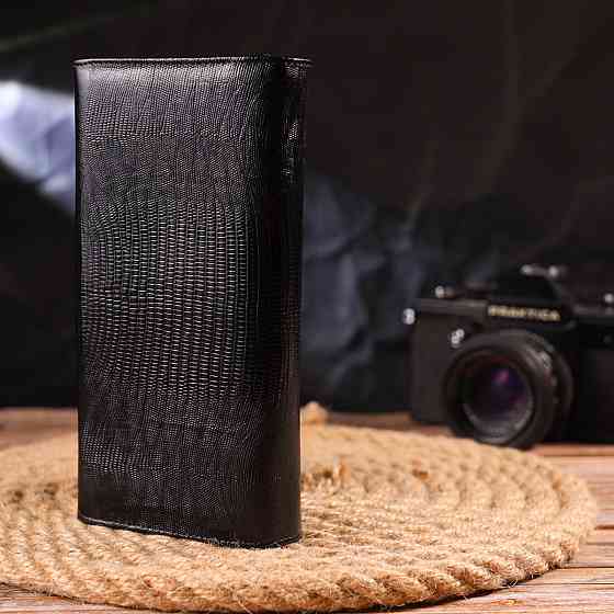 Привлекательный женский кошелек с монетницей из натуральной фактурной кожи CANPELLINI 21527 Черный Киев