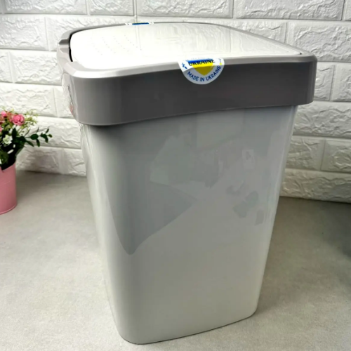 Відро для сміття 18л пластик біла троянда/какао Євро Алеана Житомир - фото 4