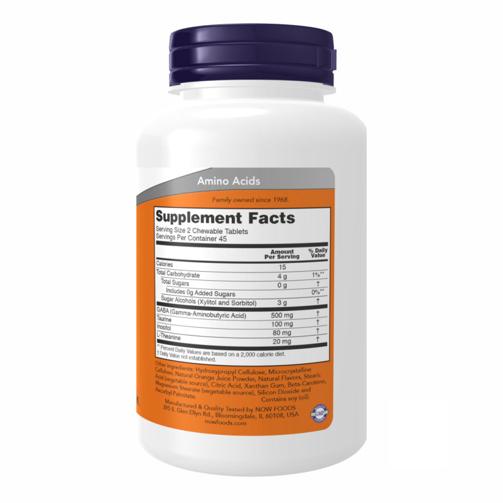 Габа Now Foods GABA 250mg 90 жевательных таблеток Киев - изображение 2