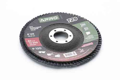 Круг пелюстково-торцевий цирконієвий Р120 конус 125 мм (Т29) (КЛТ) APRO Рівне